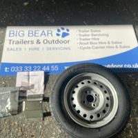 Spare wheel, tyre & mounting bracket for Brenderup trailers